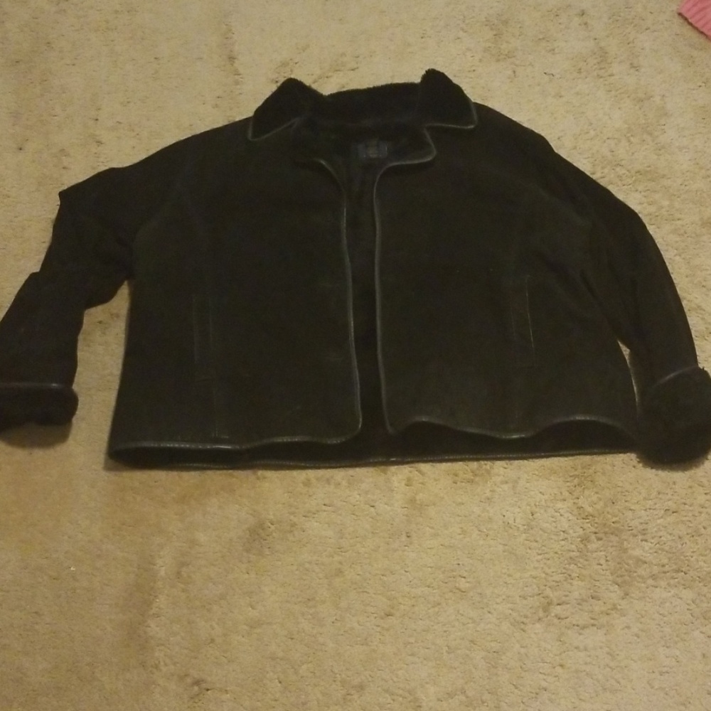 Lane Bryant Suede Coat with Furlike Lining